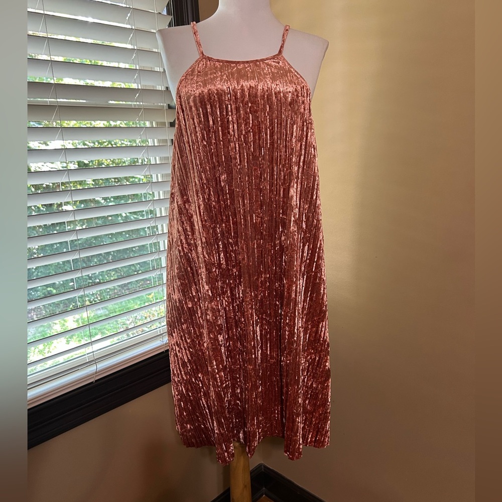 Material Girl Velvet Dress in Rust